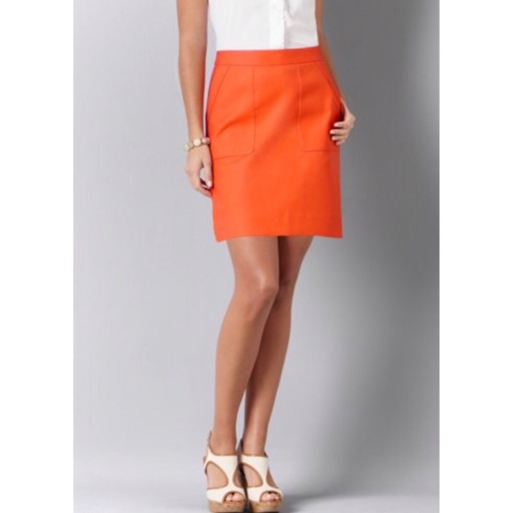 Ann Taylor LOFT Orange Skirt with Two Side Pockets